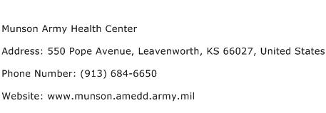 Munson Army Health Center Address Contact Number