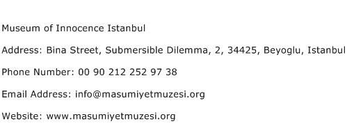 Museum of Innocence Istanbul Address Contact Number