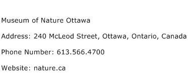 Museum of Nature Ottawa Address Contact Number