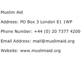 Muslim Aid Address Contact Number