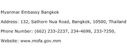 Myanmar Embassy Bangkok Address Contact Number