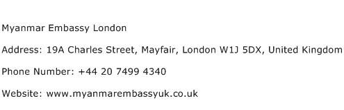 Myanmar Embassy London Address Contact Number