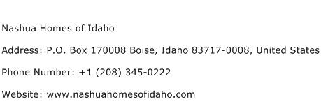 Nashua Homes of Idaho Address Contact Number