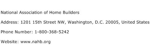 National Association of Home Builders Address Contact Number