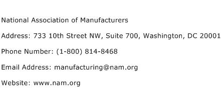 National Association of Manufacturers Address Contact Number