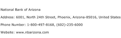 National Bank of Arizona Address Contact Number