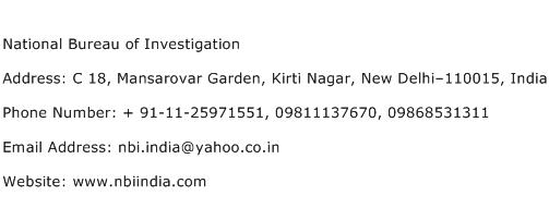 National Bureau of Investigation Address Contact Number