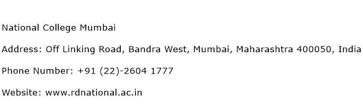 National College Mumbai Address Contact Number