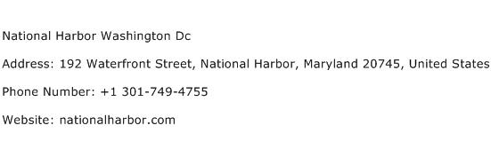 National Harbor Washington Dc Address Contact Number