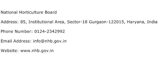 National Horticulture Board Address Contact Number