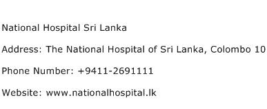 National Hospital Sri Lanka Address Contact Number