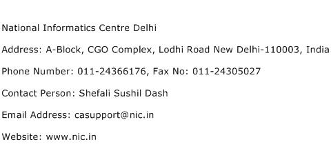 National Informatics Centre Delhi Address Contact Number