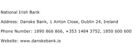 National Irish Bank Address Contact Number