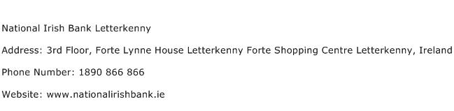 National Irish Bank Letterkenny Address Contact Number