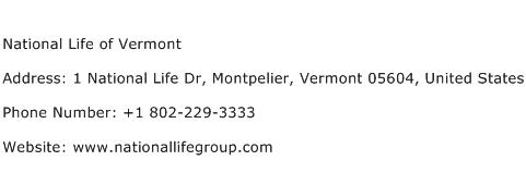 National Life of Vermont Address Contact Number