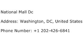 National Mall Dc Address Contact Number