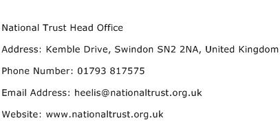 National Trust Head Office Address Contact Number