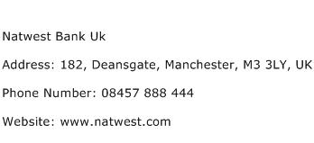 Natwest Bank Uk Address Contact Number