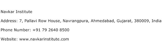 Navkar Institute Address Contact Number