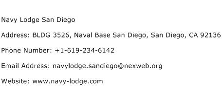 Navy Lodge San Diego Address Contact Number