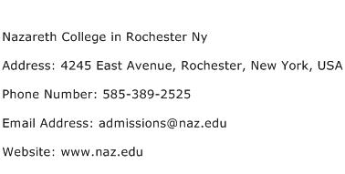 Nazareth College in Rochester Ny Address Contact Number