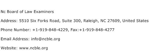 Nc Board of Law Examiners Address Contact Number