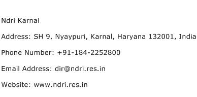 Ndri Karnal Address Contact Number