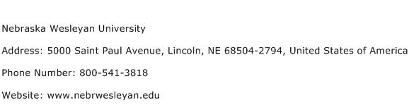 Nebraska Wesleyan University Address Contact Number