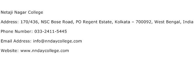 Netaji Nagar College Address Contact Number