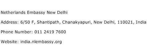 Netherlands Embassy New Delhi Address Contact Number