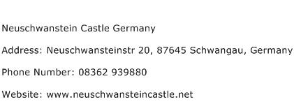 Neuschwanstein Castle Germany Address Contact Number