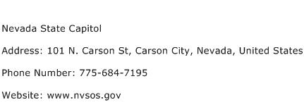 Nevada State Capitol Address Contact Number