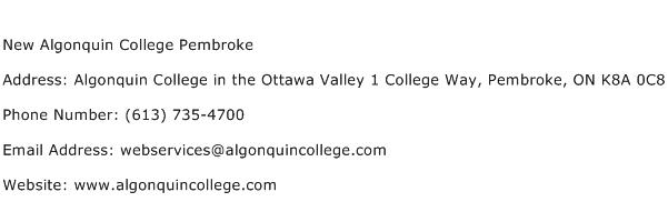 New Algonquin College Pembroke Address Contact Number