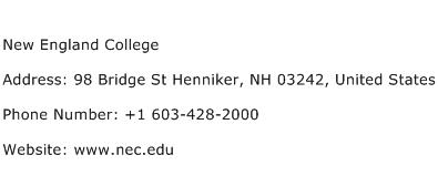 New England College Address Contact Number