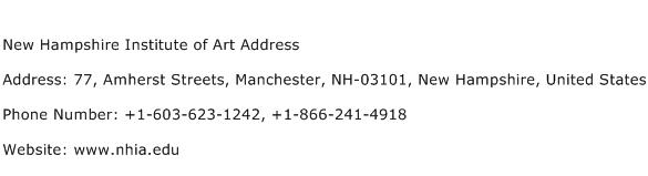 New Hampshire Institute of Art Address Address Contact Number