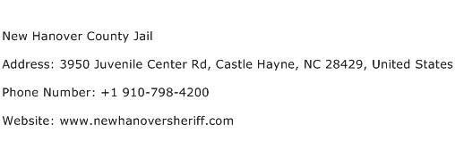 New Hanover County Jail Address Contact Number