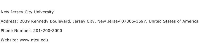 New Jersey City University Address Contact Number