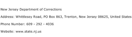 New Jersey Department of Corrections Address Contact Number