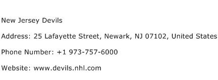 New Jersey Devils Address Contact Number
