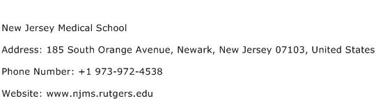 New Jersey Medical School Address Contact Number