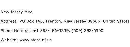New Jersey Mvc Address Contact Number