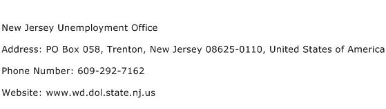 New Jersey Unemployment Office Address Contact Number