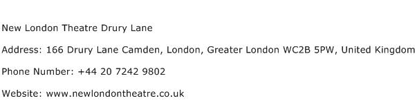 New London Theatre Drury Lane Address Contact Number