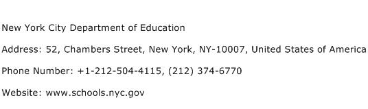 New York City Department of Education Address Contact Number