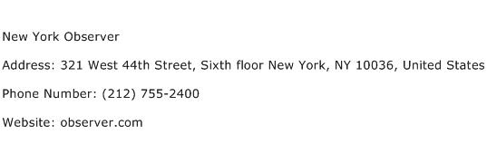 New York Observer Address Contact Number