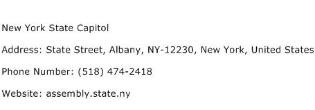 New York State Capitol Address Contact Number