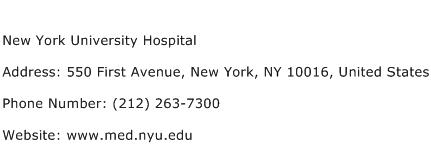 New York University Hospital Address Contact Number