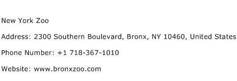 New York Zoo Address Contact Number