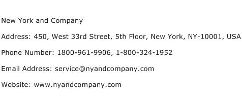 New York and Company Address Contact Number