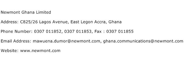 Newmont Ghana Limited Address Contact Number